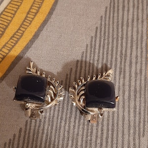 Coro Blue Silvertone Clip On Earrings, 1960 Coro Earrings