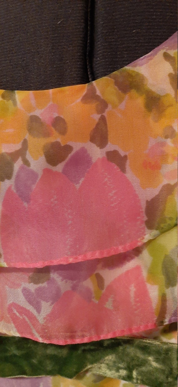 Boho Dress, Union Made, Pink Flowers, Floor Lengt… - image 4