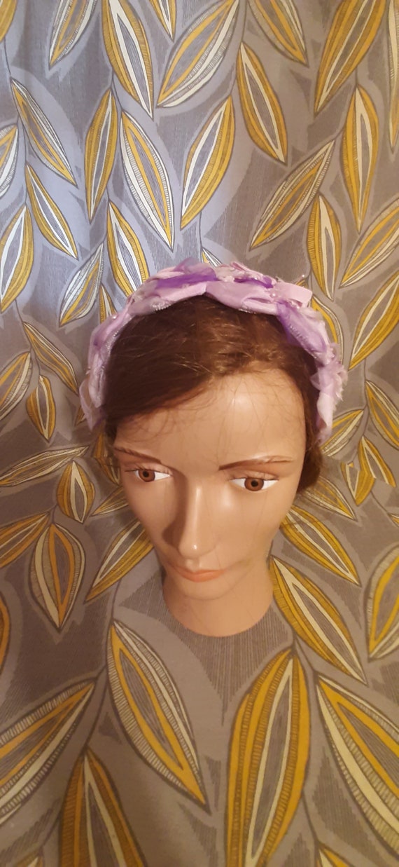 Purple Head Band Fascinator Hat, Vintage Purple Ha