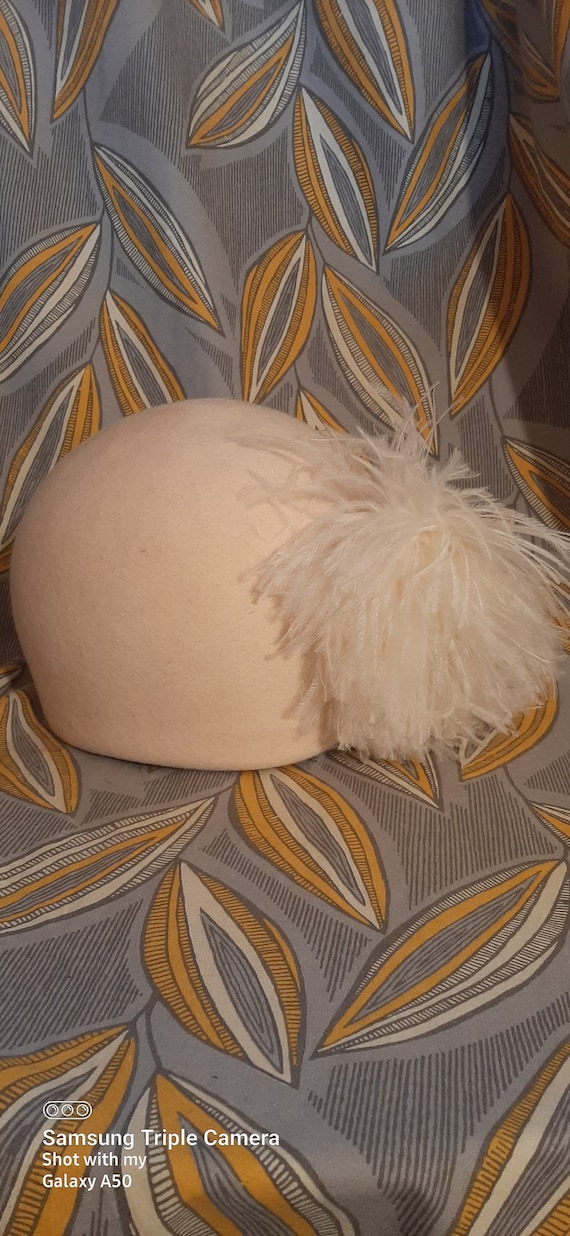 Mr. Kurt Orginial Cream Wool Hat with Feathers