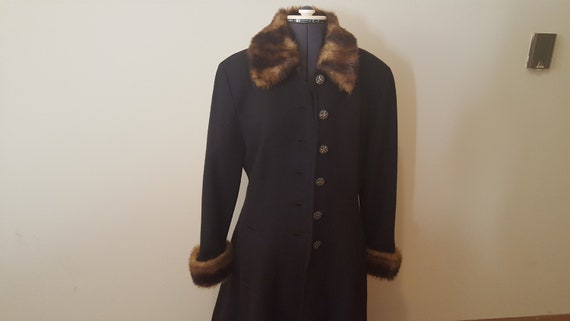 wool coat faux fur collar fur cuffs