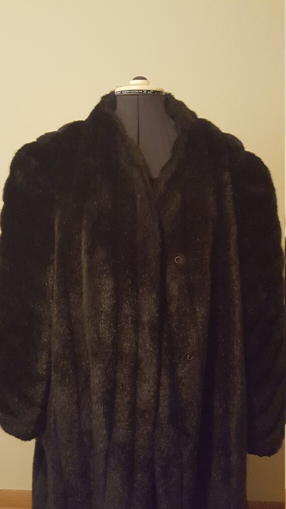 Made in U.S.A,. Faux Fur brown Coat, Full lenght … - image 1