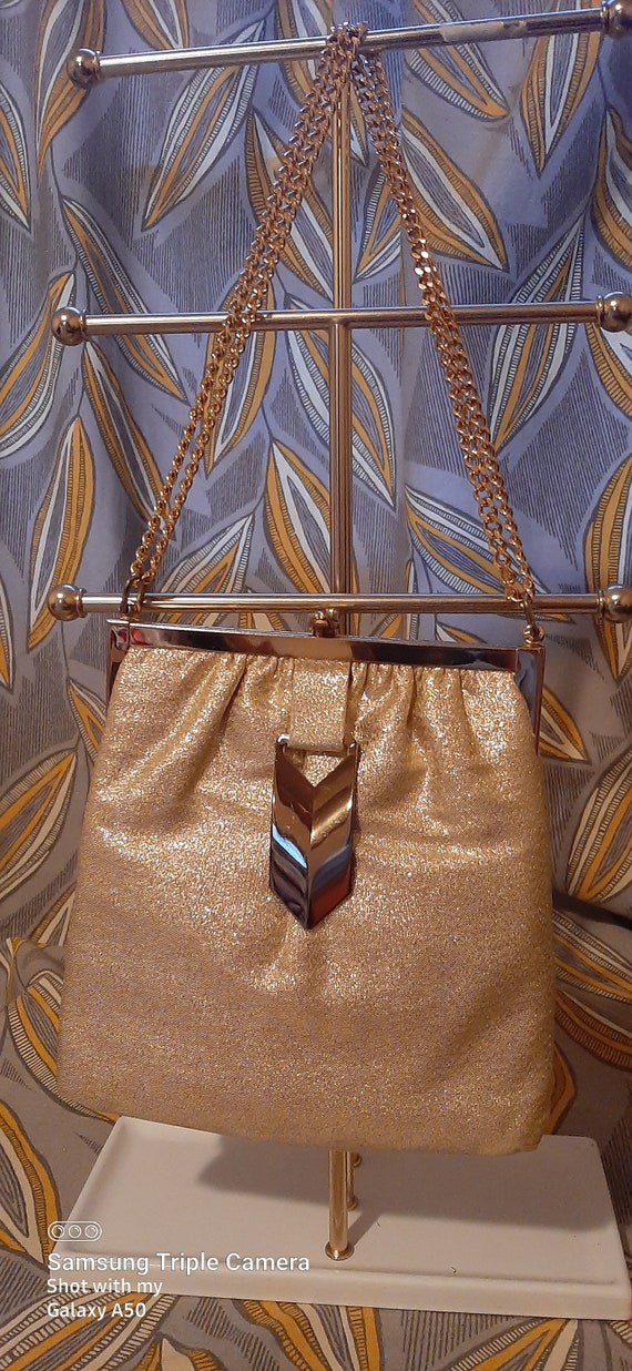 Gold Tone Fabric Handbag, Fabric Handbag with Coin