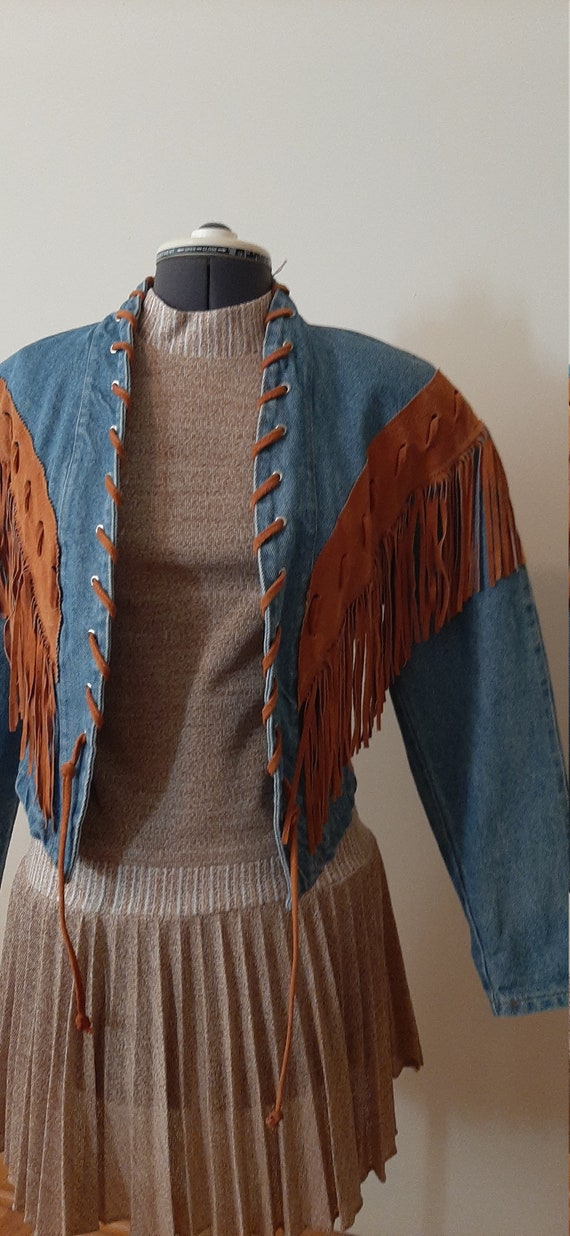 Frontier Collection Denim Fringe Jacket, Denim Ja… - image 3