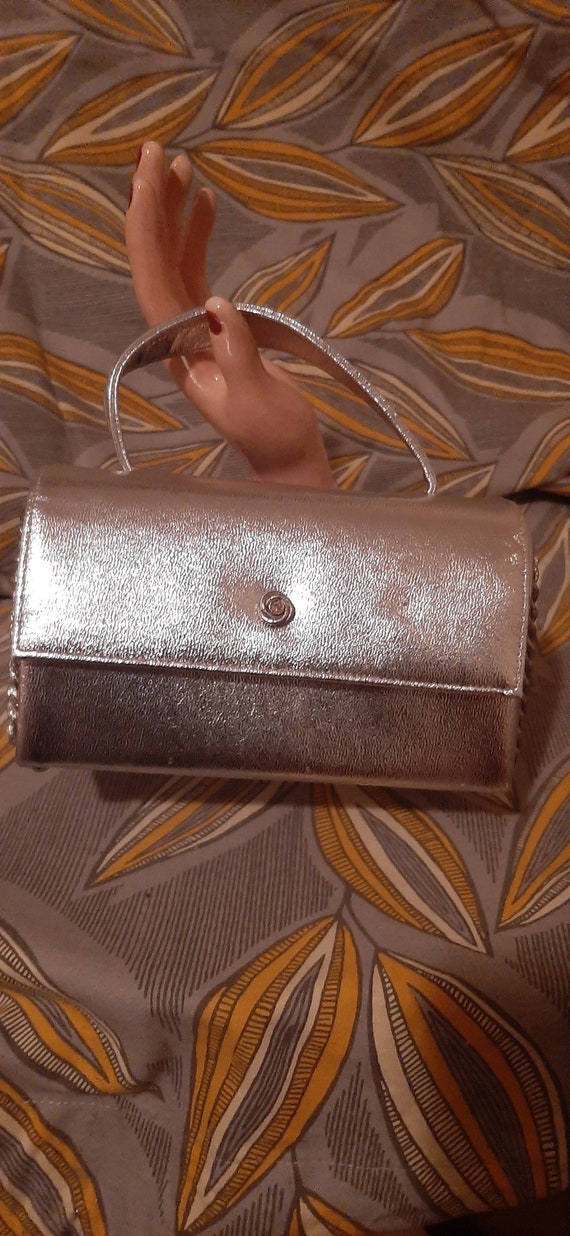 Ande Vintage Handbag, 1950 1960 Handbag, Silver Fa