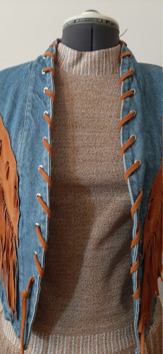 Frontier Collection Denim Fringe Jacket, Denim Ja… - image 4