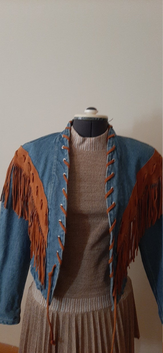 Frontier Collection Denim Fringe Jacket, Denim Ja… - image 2
