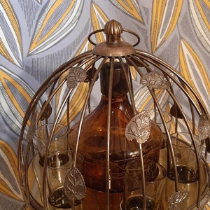 Decanter musicale Spaghetti Splatter Mid-Century del 1950 con bicchierini