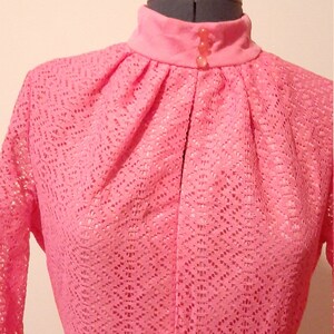 Pink Polyester Dress, Vintage Dress, Pleated Dress, 1970&#39;s Dress