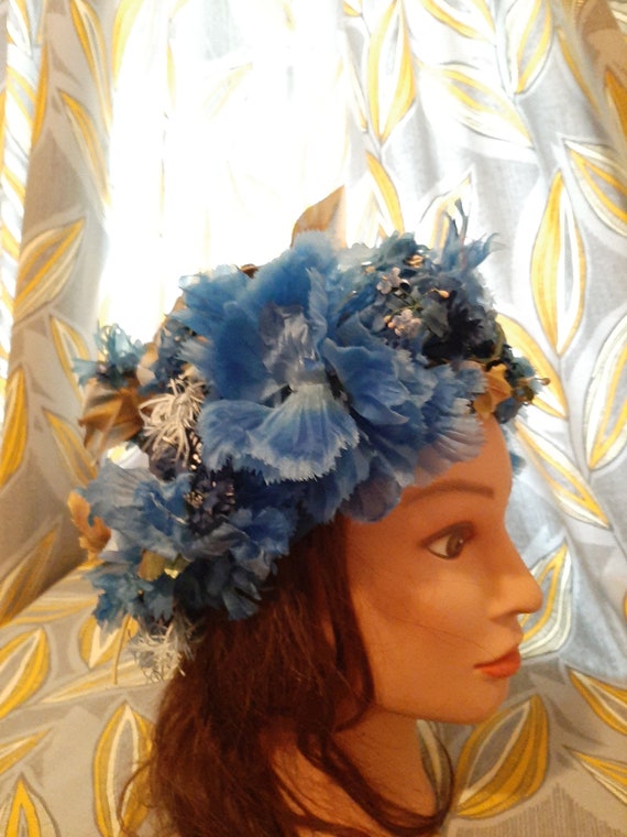 Schiaparelli Hat, vintage, NWT, bright blue RARE 1950 main image 4