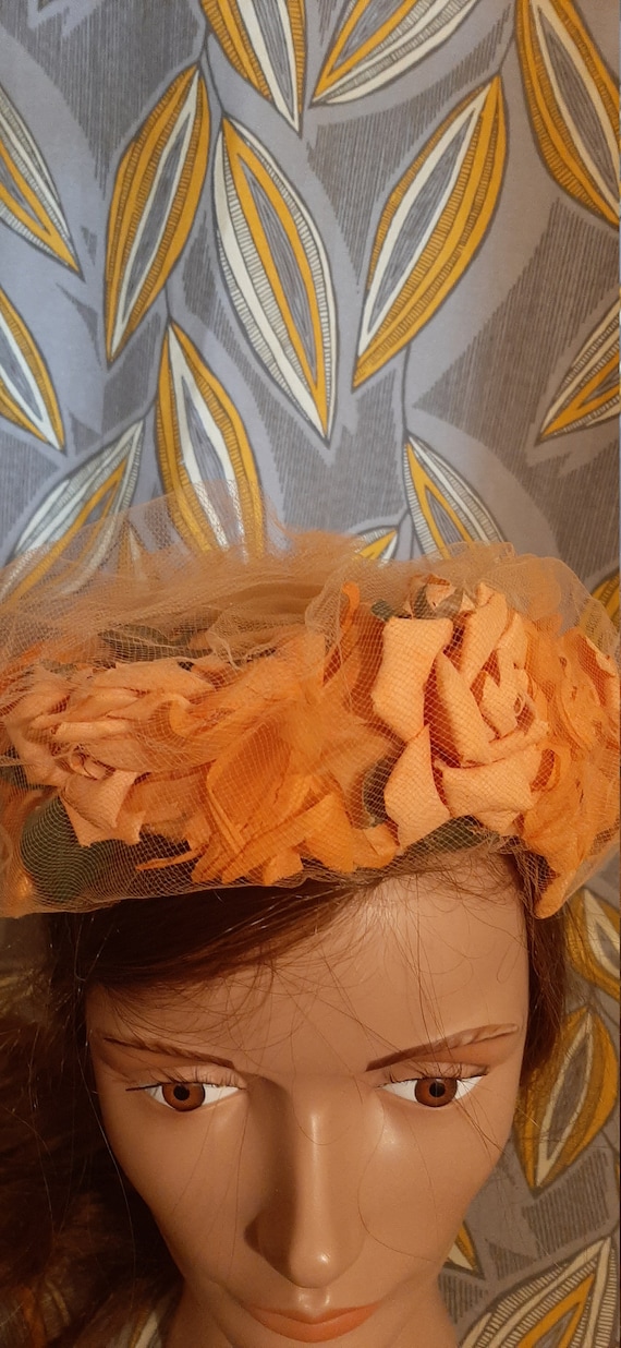 Vintage Caroline Original 1960 Orange Flower Hat