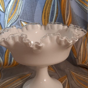Milk Glass Compote, Fruit Bowl Milk Glass, Fenton Milk Glass