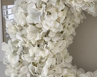 White hydrangea wreath