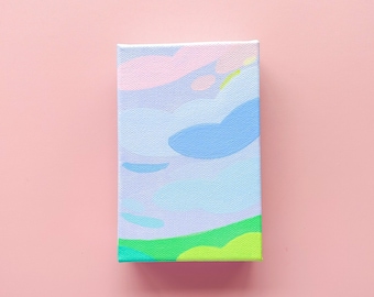 Original abstract landscape painting, 6x4 painting on canvas, “9 p.m."