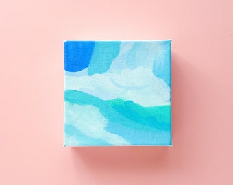 Original abstract mini seascape on canvas