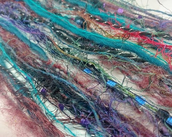 FABULOUS FIBRES ~ Aurora ~10pcs x 60" lengths All Different~ Mixed Fibres Yarn Threads~ Felting Stitching Weaving Creative Textiles  UK