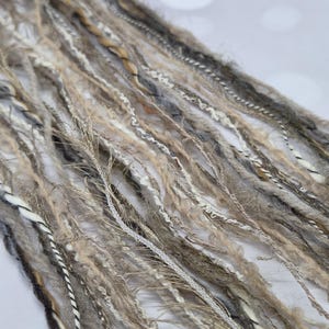 FABULOUS FIBRES~Mushroom v.4~ 10pcs x 60" lengths ~Neutral Cream Fibres Yarn Threads ~ Felting Stitching Journals Creative Textiles  UK