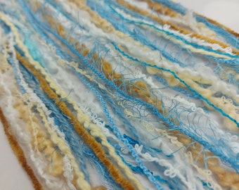 FABULOUS FIBRES ~ Beachy ~ 10pcs x 60" lengths All Different ~ Sandy Fibres Yarn Threads ~ Felting Stitching Weaving Creative Textiles  UK