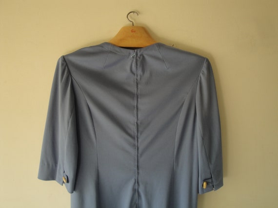 Dress Vintage-Grayish Blue Dress-L Size- A Line S… - image 6