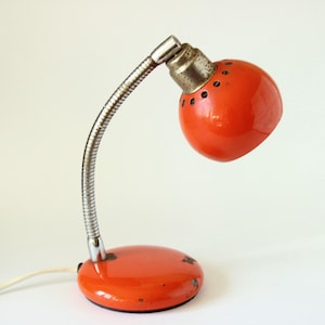Vintage Gooseneck Desk Lamp- Orange Lamp- Bedside Lamp- Task Lamp- Table Lamp- Office Lamp- Mid Century- 1960s/70s