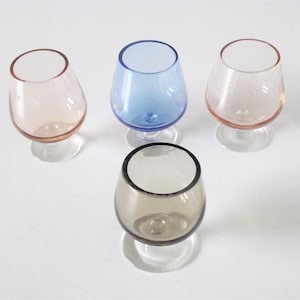 Vintage Set of 4 Shot Glasses- Small Liquor Glasses- Colored Liquor Glasses-1950s