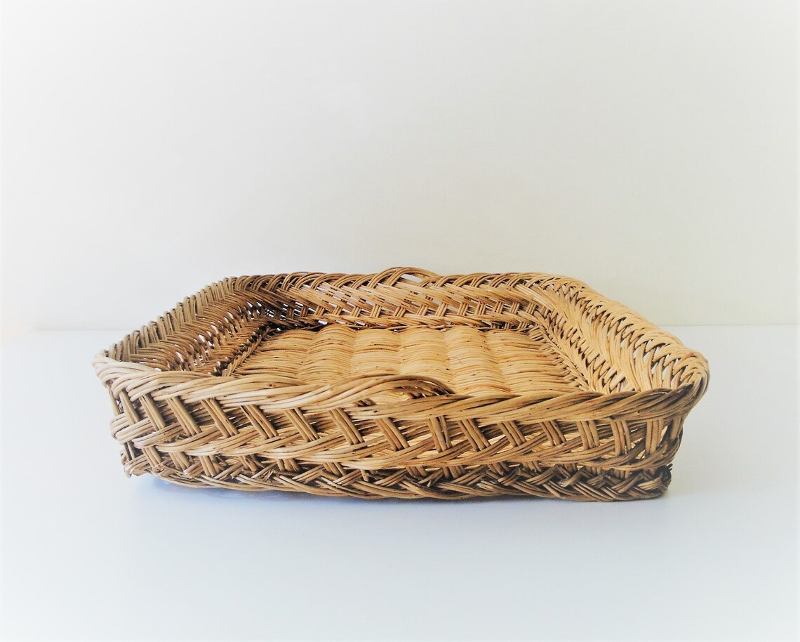 Vintage extra large wicker tray large sized 24 60 etsy