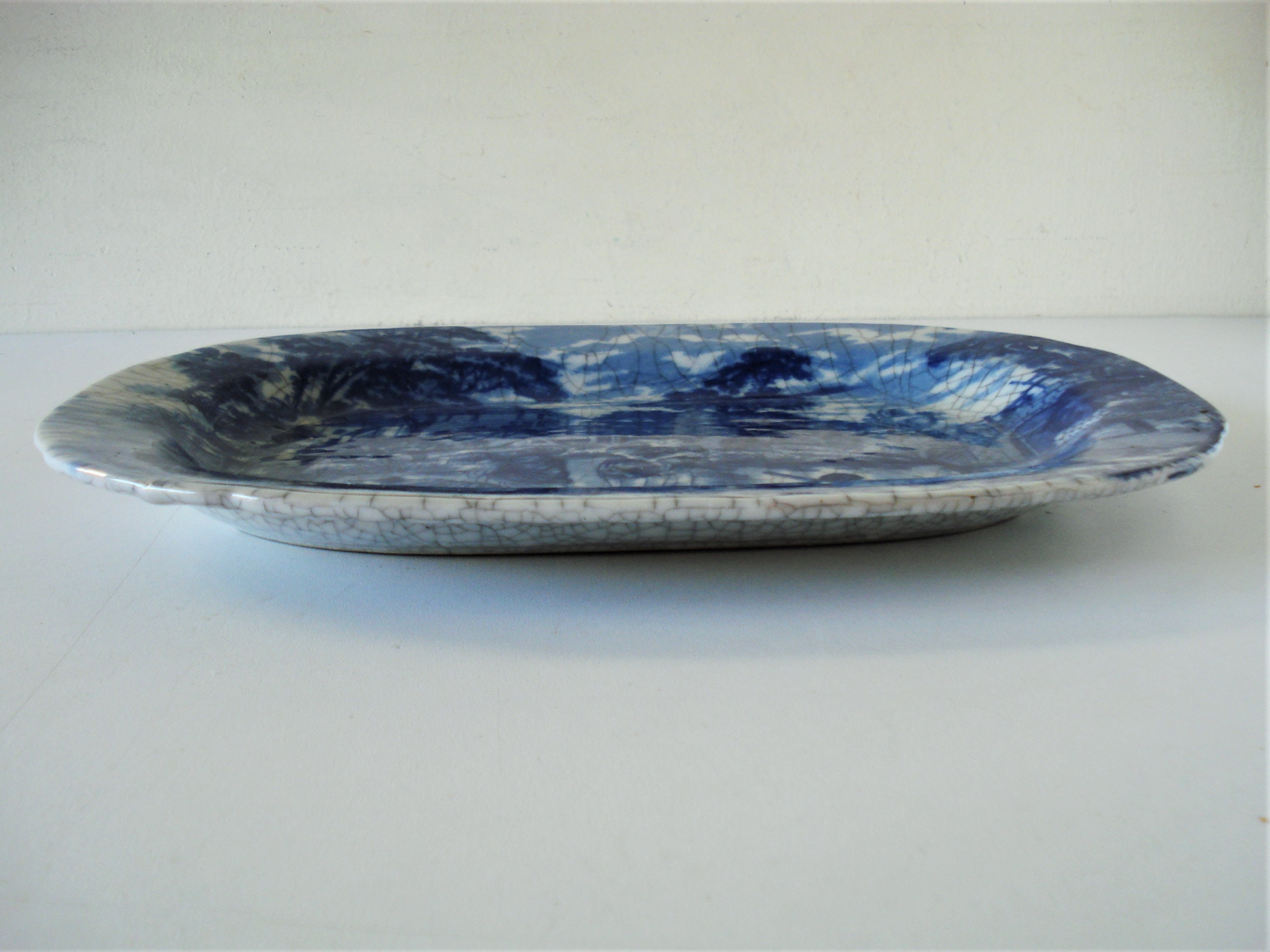 Old White and Blue Ceramic Platter27.5 Cm/10.8vintage Etsy