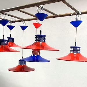 6 Rare TSK Warsaw Poland Pendant Lamp-Model z3-Blue Metal Pendant Light-Red Metal Pendant Light- Ceiling lamp-Space Age Lamp-UNUSED-1970s