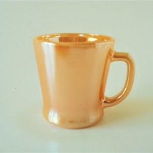 Coffee Mug Fire King Peach Lustre-Vintage Fire King- Kitchenalia-Made in USA-60s