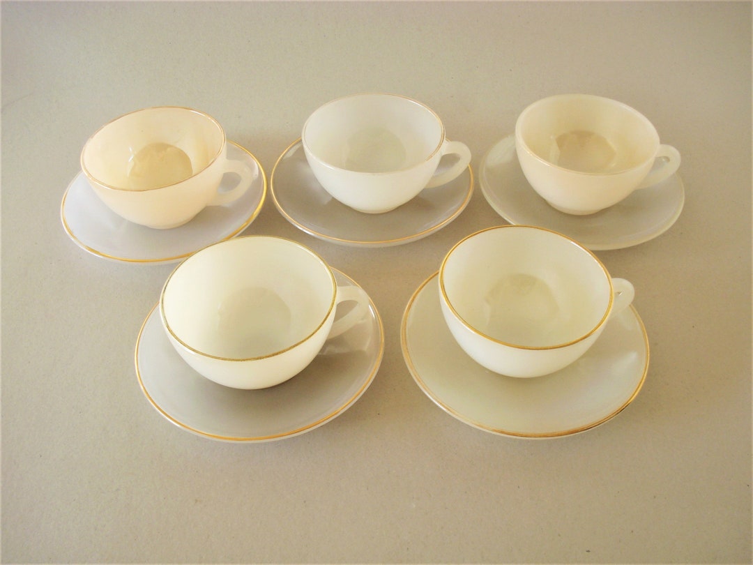 Vintage ARCOPAL Harlequin Set of 5 Tea/coffee Cups and 5 Saucers-8.5 Cm ...