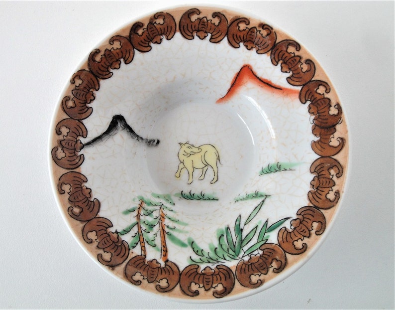 ca.1950s Vintage Small Ceramic Plates Set of 2 Made in Japan Jewelry Ring Dishes Soy Dishes-Trinket Dishes Hand Painted