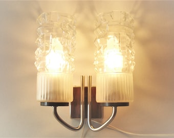 1 Available DOUBLE SCONCES by NEUHAUS Leuchten Vintage Wall Sconces-Mid Century Wall Lamps with Double Glass Shades-Made in Germany-ca.1960s