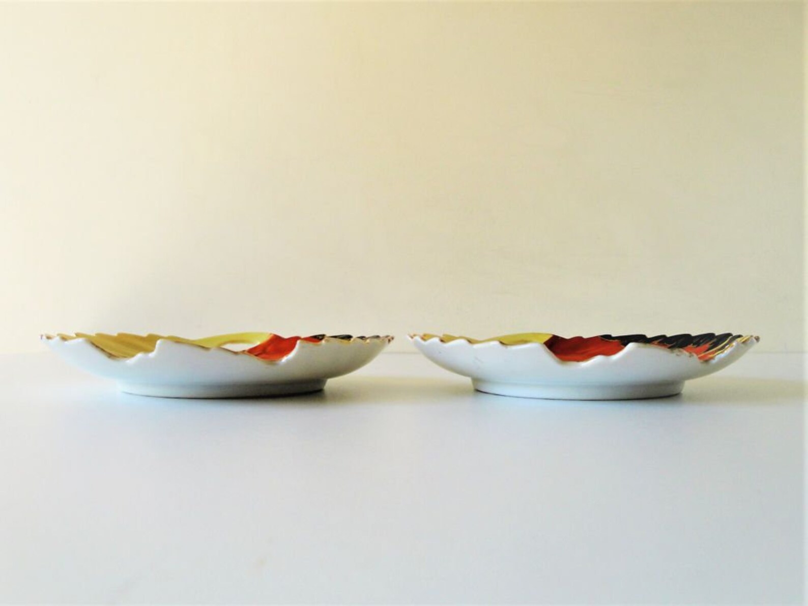 Vintage Ceramic Snack Plates Set of 2 Leaf Shape Plates Hand Etsy