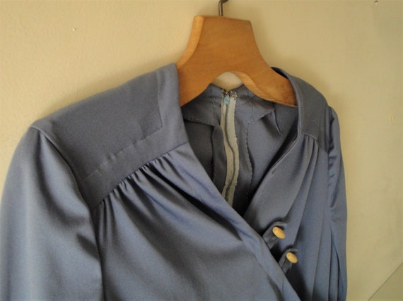 Dress Vintage-Grayish Blue Dress-L Size- A Line S… - image 3