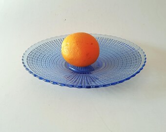 ガラスのフルーツボウル、お菓子やキャンディー用の青い皿