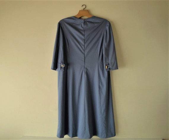 Dress Vintage-Grayish Blue Dress-L Size- A Line S… - image 5