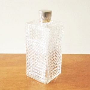 Vintage Clear Embossed Glass Perfume Bottle- Home Decor- Collectible- 1960s