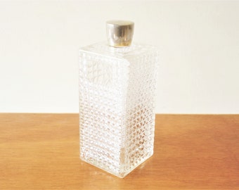 Vintage Clear Embossed Glass Perfume Bottle- Home Decor- Collectible- 1960s