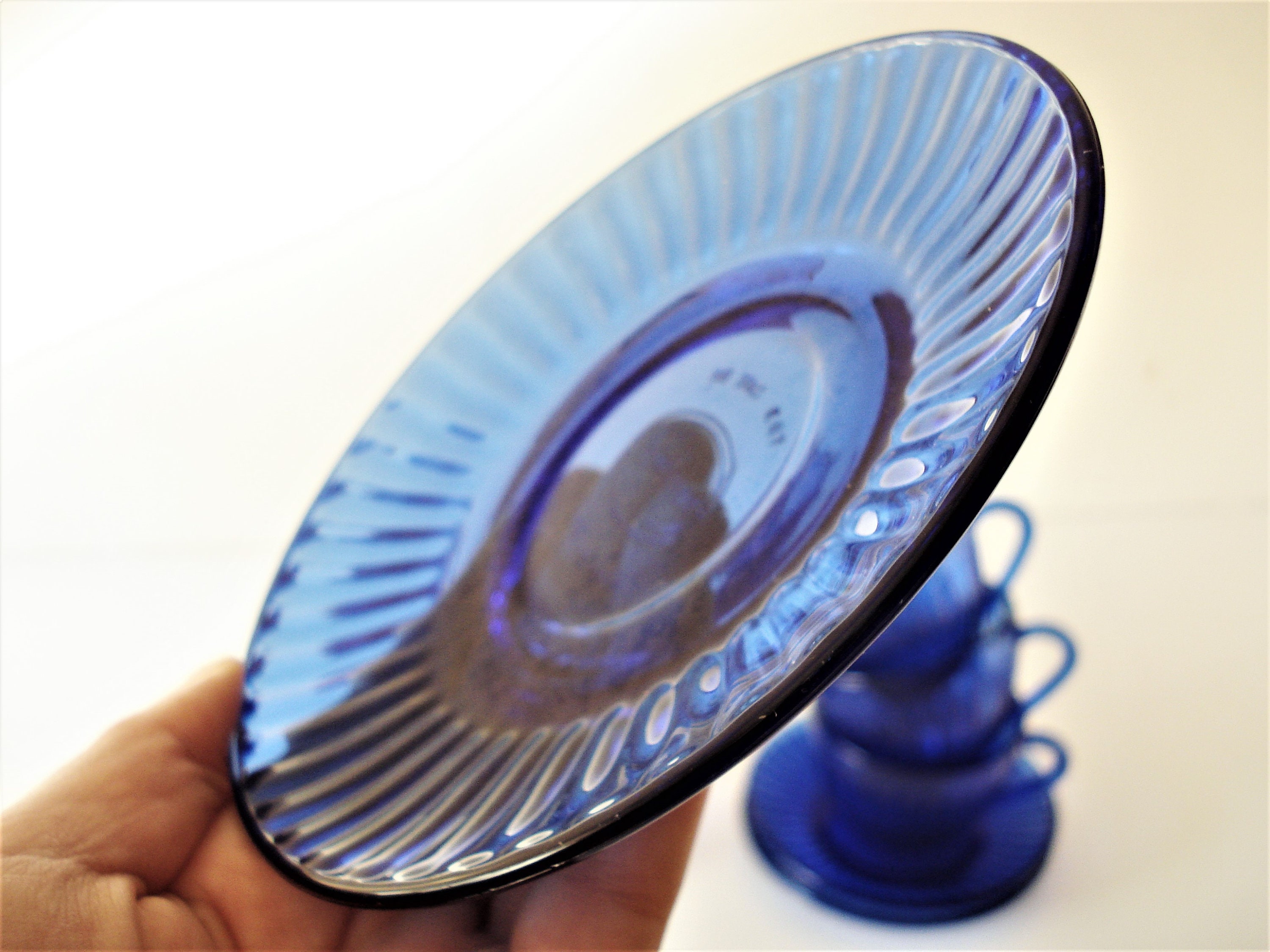 Rare Vintage Cobalt Blue COLOREX Set of 6 Tea Cups and 5