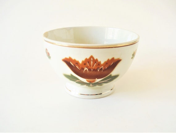 Portuguese Vintage SACAVÉM Ceramic Bowl- 14 cm/ 5.5''- Café au lait Bowl- Cereal Bowl- Jam Bowl- Collectible Bowl- Made in Portugal- 1950s