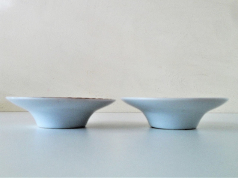 ca.1950s Vintage Small Ceramic Plates Set of 2 Made in Japan Jewelry Ring Dishes Soy Dishes-Trinket Dishes Hand Painted
