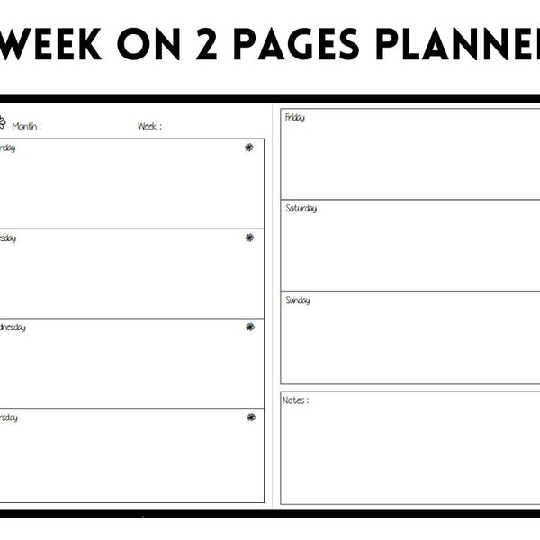 Weekly planner, WO2P, Undated planner, Midori insert, Travelers notebook, Midori notebook, Fauxdori inserts, Midori refill