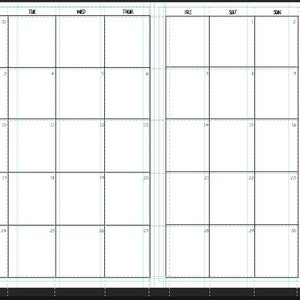 Monthly Calendar, Blank, Monthly Planner Insert, Travelers Notebook Insert, 365 refill Calendar, Month On Two Pages, notes, rolling year image 2