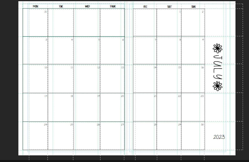 Monthly Calendar, Blank, Monthly Planner Insert, Travelers Notebook Insert, 365 refill Calendar, Month On Two Pages, notes, rolling year image 2