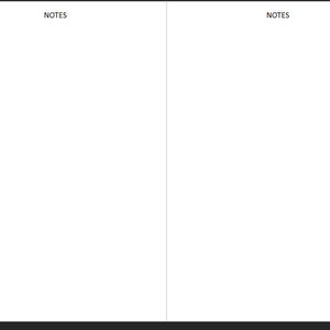 以下が含まれることがあります： 両側に「NOTES」という文字が書かれた空白の白いページです。