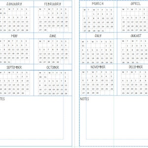Pode incluir: Um modelo de calend&aacute;rio imprim&iacute;vel para o ano, com cada m&ecirc;s exibido em uma caixa separada. O calend&aacute;rio &eacute; projetado para uso pessoal e inclui espa&ccedil;o para notas.