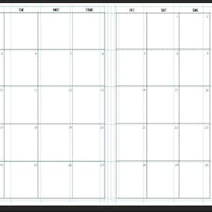 Monthly Calendar, Blank, Monthly Planner Insert, Travelers Notebook Insert, 365 refill Calendar, Month On Two Pages, notes, rolling year image 7