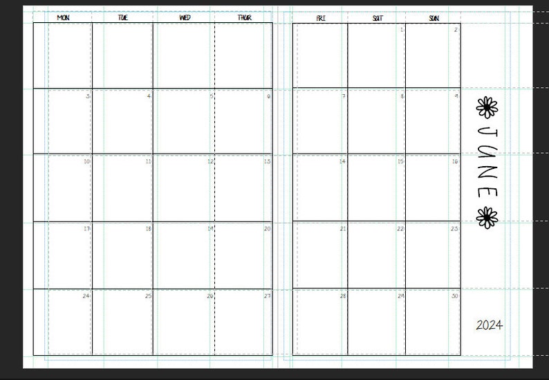 Monthly Calendar, Blank, Monthly Planner Insert, Travelers Notebook Insert, 365 refill Calendar, Month On Two Pages, notes, rolling year image 7