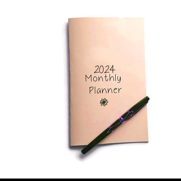 2024 Monthly Calendar, 2024 Monthly Planner Insert, Travelers Notebook Insert, 365 refill Calendar, Month On Two Pages, Notes Pages