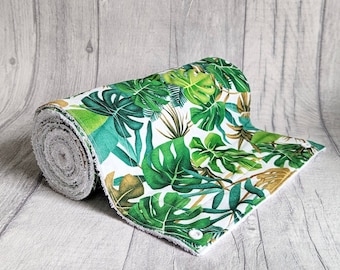 UnPaper Towel, Botanical Leaf, White Bamboo Towelling, Made to Order, Washable Kitchen Roll, Eco Friendly, Zero Waste